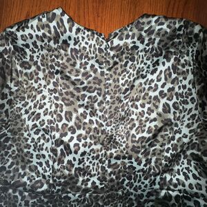 QUIZ Curve Green Satin Leopard Print Dress with High-Low Hem Size 20